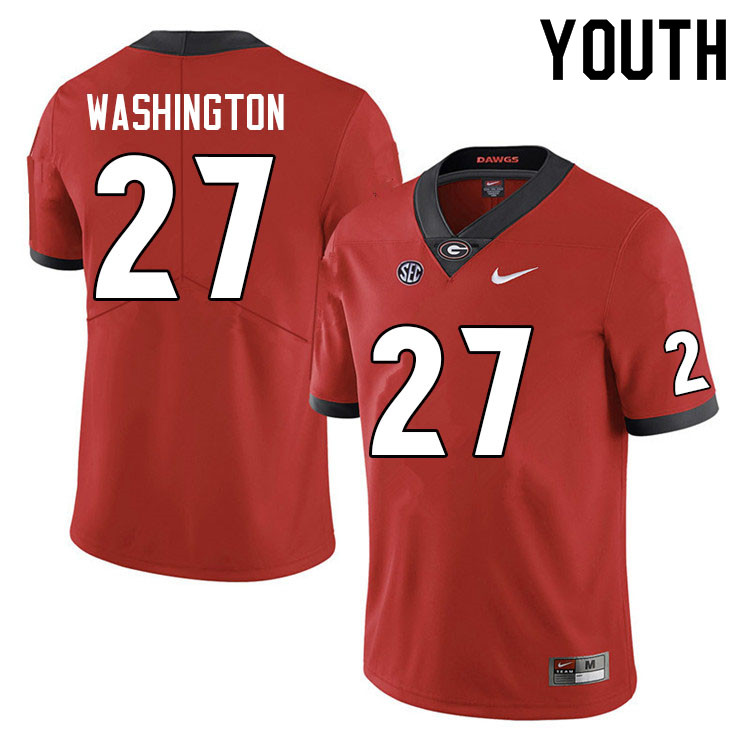 Youth #27 C.J. Washington Georgia Bulldogs College Football Jerseys Sale-Red Anniversary